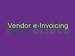 Vendor e-Invoicing