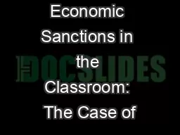 Presenting Economic Sanctions in the Classroom: The Case of