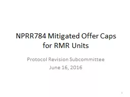 NPRR784 Mitigated Offer Caps for RMR Units