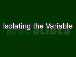 Isolating the Variable