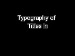 Typography of Titles in