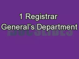 1 Registrar General’s Department