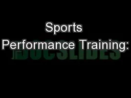 Sports Performance Training: