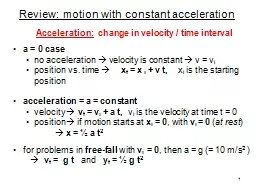 Review: motion with constant acceleration