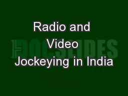 Radio and Video Jockeying in India