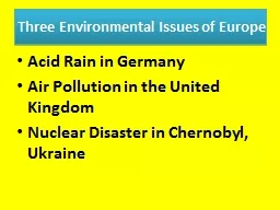 Three Environmental Issues of Europe
