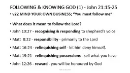 FOLLOWING & KNOWING GOD (1) - John 21:15-25