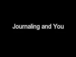 Journaling and You