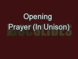 Opening Prayer (In Unison)