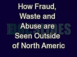 How Fraud, Waste and Abuse are Seen Outside of North Americ