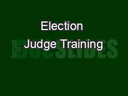 Election Judge Training