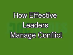 How Effective Leaders Manage Conflict
