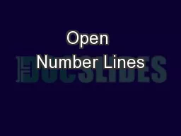 Open Number Lines