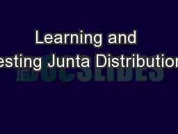 Learning and Testing Junta Distributions