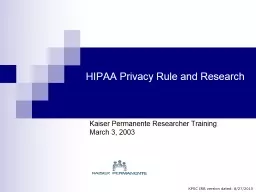 HIPAA Privacy Rule and Research