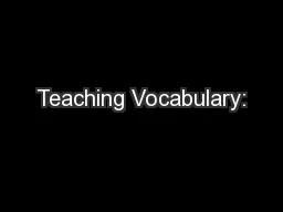 Teaching Vocabulary: