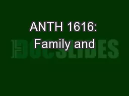 ANTH 1616: Family and