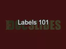 Labels 101