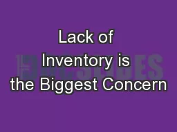 Lack of Inventory is the Biggest Concern