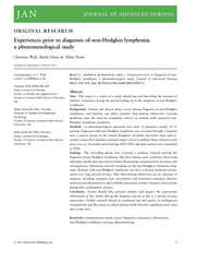 ORIGINAL RESEARCH Experiences prior to diagnosis of no