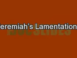 Jeremiah’s Lamentations