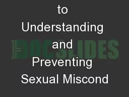 Introduction to Understanding and Preventing Sexual Miscond