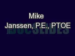 Mike Janssen, P.E., PTOE