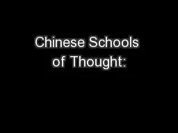 Chinese Schools of Thought: