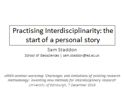 Practising Interdisciplinarity: the start of a personal sto