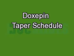 Doxepin Taper Schedule
