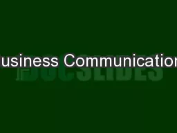 Business Communication: