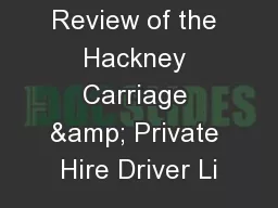 Review of the Hackney Carriage & Private Hire Driver Li