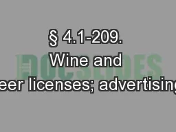 § 4.1-209. Wine and beer licenses; advertising.