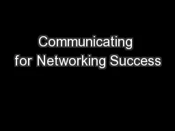 Communicating for Networking Success