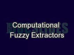 Computational Fuzzy Extractors