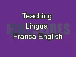 Teaching Lingua Franca English