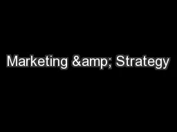 Marketing & Strategy