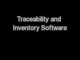 Traceability and Inventory Software