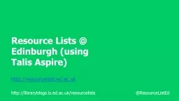 Resource Lists @ Edinburgh