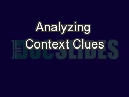 Analyzing Context Clues