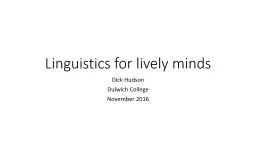 Linguistics for lively minds