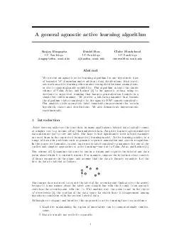 A general agnostic active learning algorithm Sanjoy Da