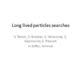 Long lived particles searches