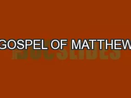 GOSPEL OF MATTHEW