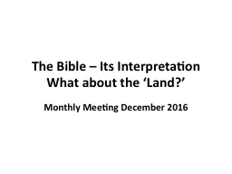 The Bible – Its Interpretation