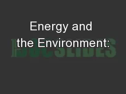 Energy and the Environment: 