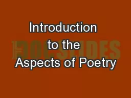 Introduction to the Aspects of Poetry