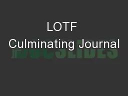 LOTF Culminating Journal