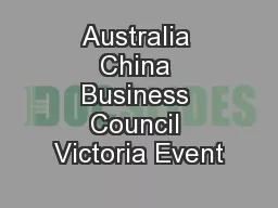 Australia China Business Council Victoria Event