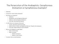 The Persecution of the Anabaptists: Cacophonous Distraction